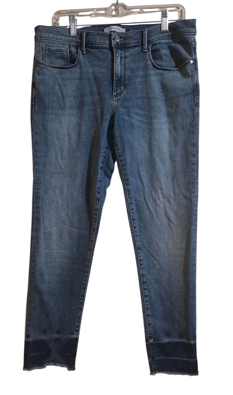 Banana Republic Womens Size 32 Mid Rise Skinny Jeans Medium Blue Stretch Denim